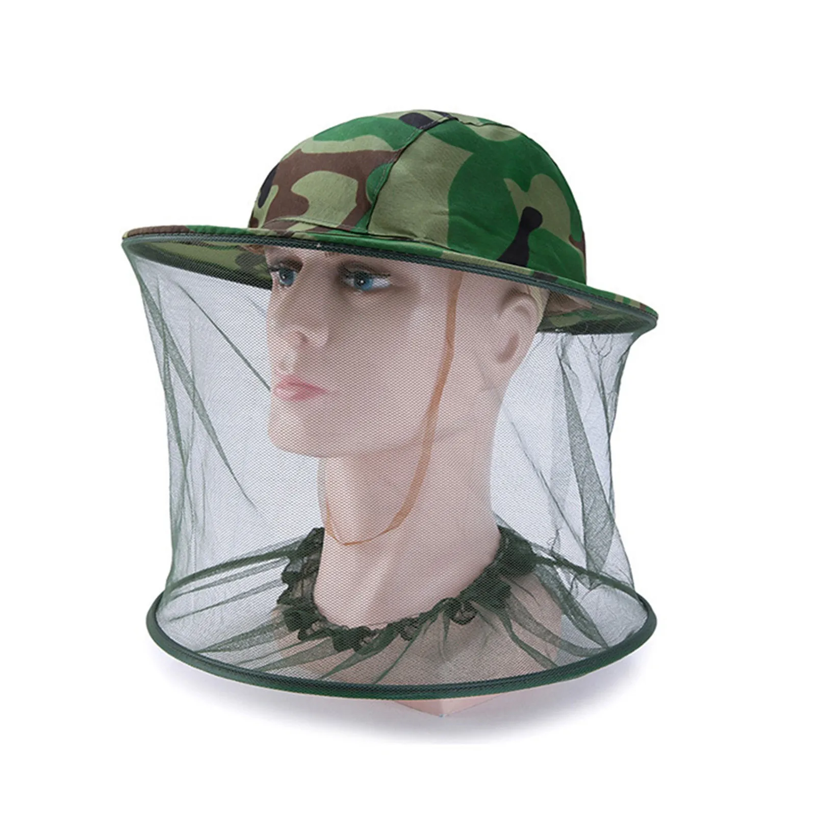 

Camouflage Fishing Hat Bee Keeping Insects Mosquito Net Prevention Cap Mesh Fishing Cap Outdoor Sunshade Lone Neck Head Cover