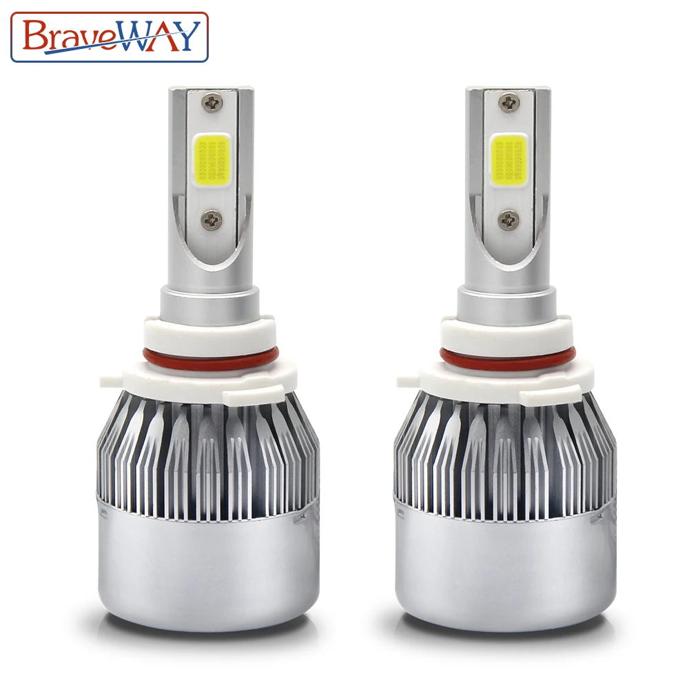 

BraveWay 2PCS C6 LED Headlight Bulbs HB4 LED 9006 H13 Car Headlamp 72W 7600LM 6500K Car Styling LED Automotivo Lights