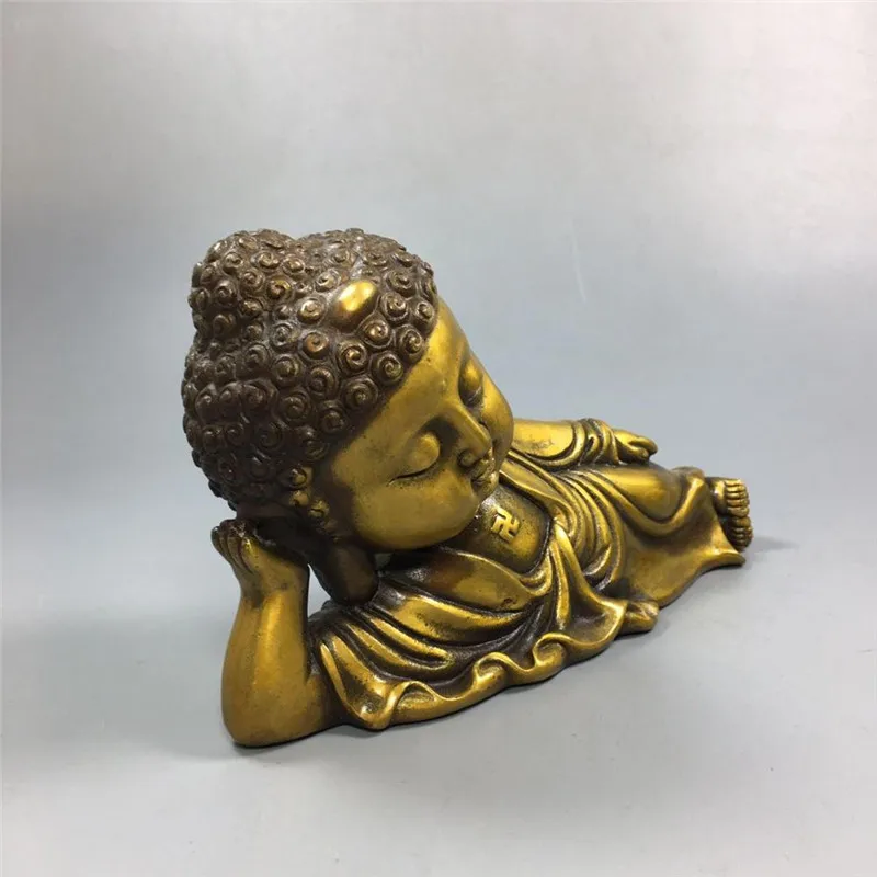 Китайская медная коллекция из чистой меди спящий Будда | Дом и сад