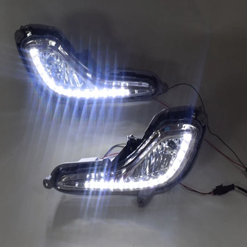Светодиодный дневные ходовые огни дневного света Противотуманные лампы 12V Автомобильные противотуманные фары для hyundai акцент Solaris Verna 2010-2013