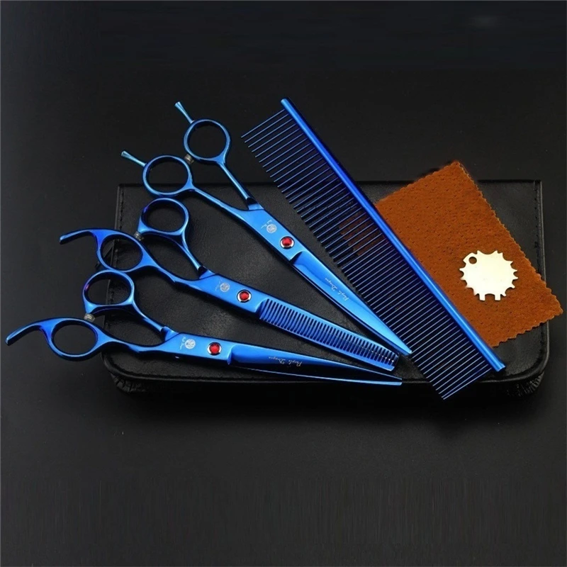 

4pcs Set Pet Dog Scissors Stainless Steel Pet Cat Hair Grooming 6/7 inch Animals Cat Hair Cutting Thinning Tools Dog Kit Scissor