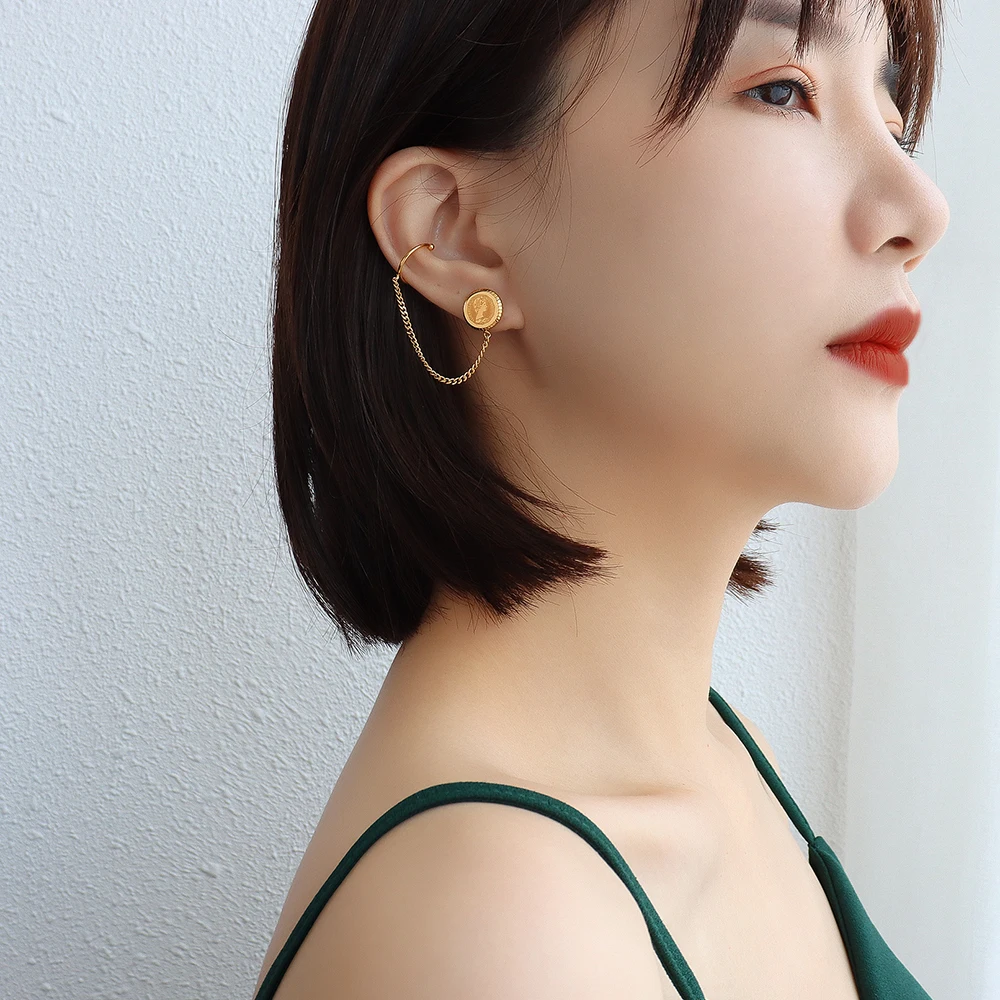 Женские серьги-кисточки с Луной из нержавеющей стали