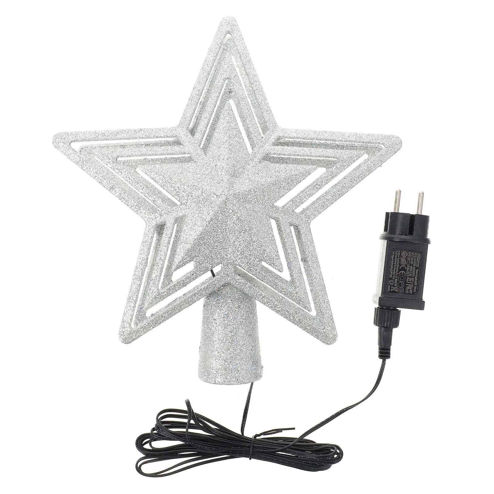 

1 шт. 3D Вращающаяся лампа в виде дерева, украшение для рождевечерние, светящееся Серебряное украшение в форме звезды