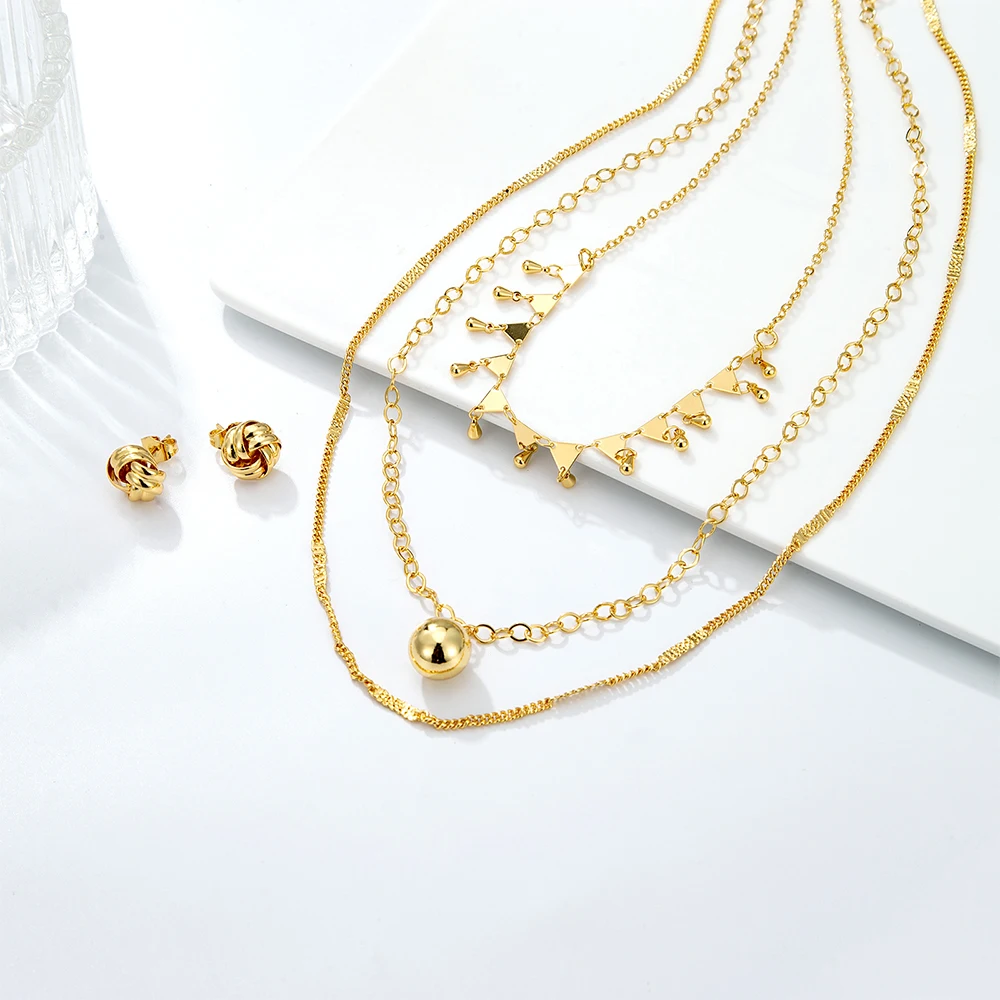 

New Beads Women's Neck Chain Necklace Gold Color Goth Chocker Jewelry On The Neck Pendant Earing 2021 Collar For Girl