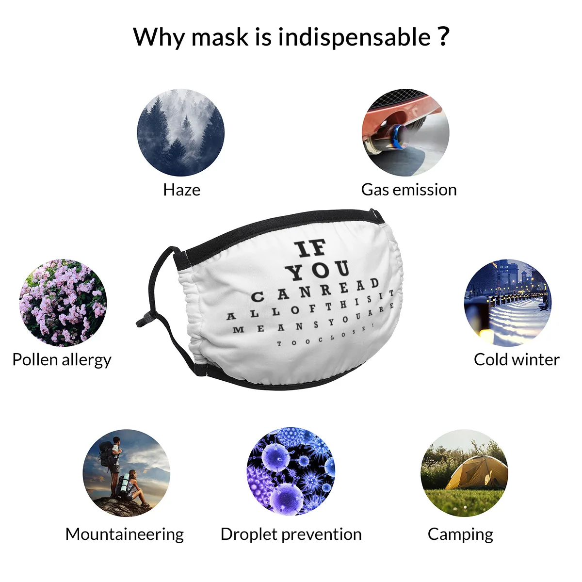 

Funny Eye Test Mask Mask Non-Disposable Reusable Trendy Face Mask Cotton Cloth Dust Proof Protection Cover Muffle for Unisex
