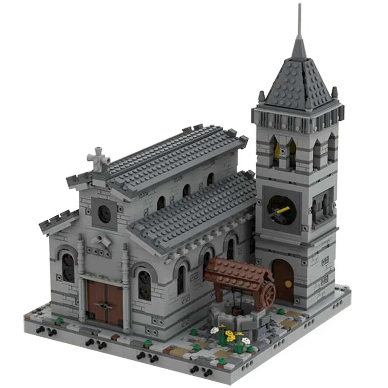 

MOC Buildmoc, средневековая церковь, модульный конструктор Нотр-Дам, винтажная известная церковь, архитектурные кубики, игрушки, детский подарок