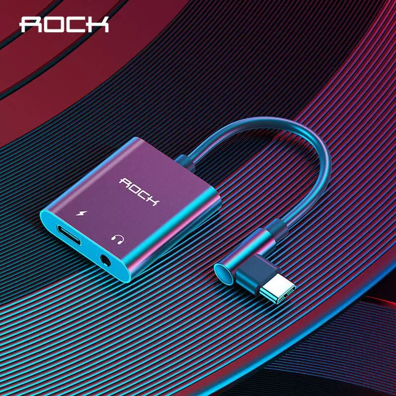 ROCK Type C to 3.5 Jack aux 60W PD Fast charge Cable Adapter for huawei mate 20 pro Samsung S9 type c Audio OTG |