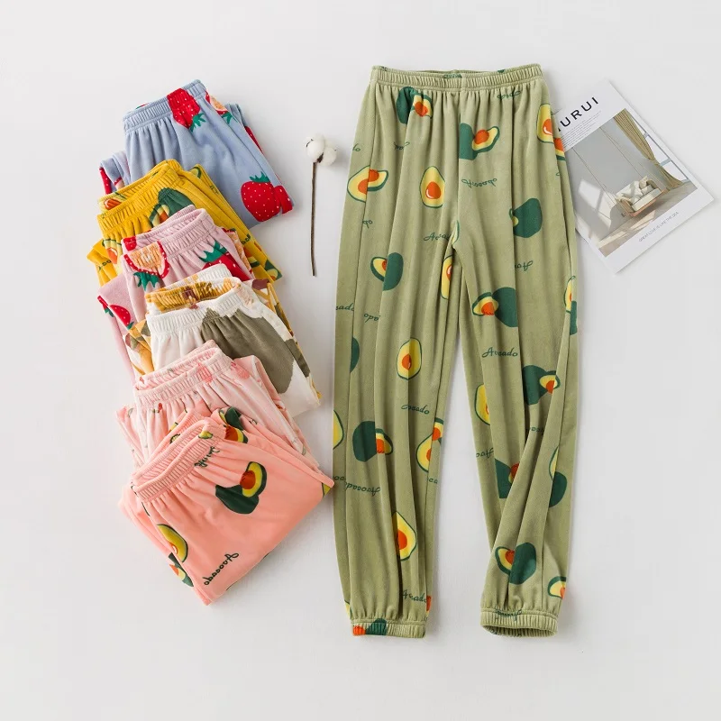 Модные Разноцветные толстые мягкие фланелевые пижамные брюки сезон осень зима