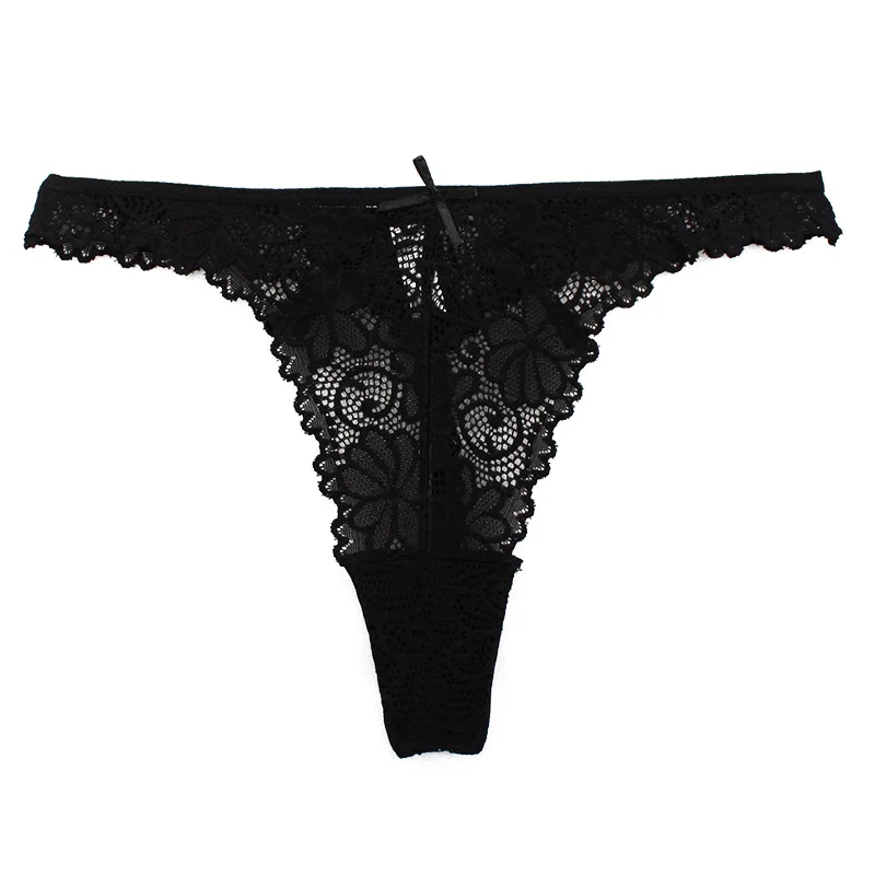 

Sexy Lace Mid-waist G-String Lady Large Size Panties Transparent Hollow Patterned Briefs Wholesale
