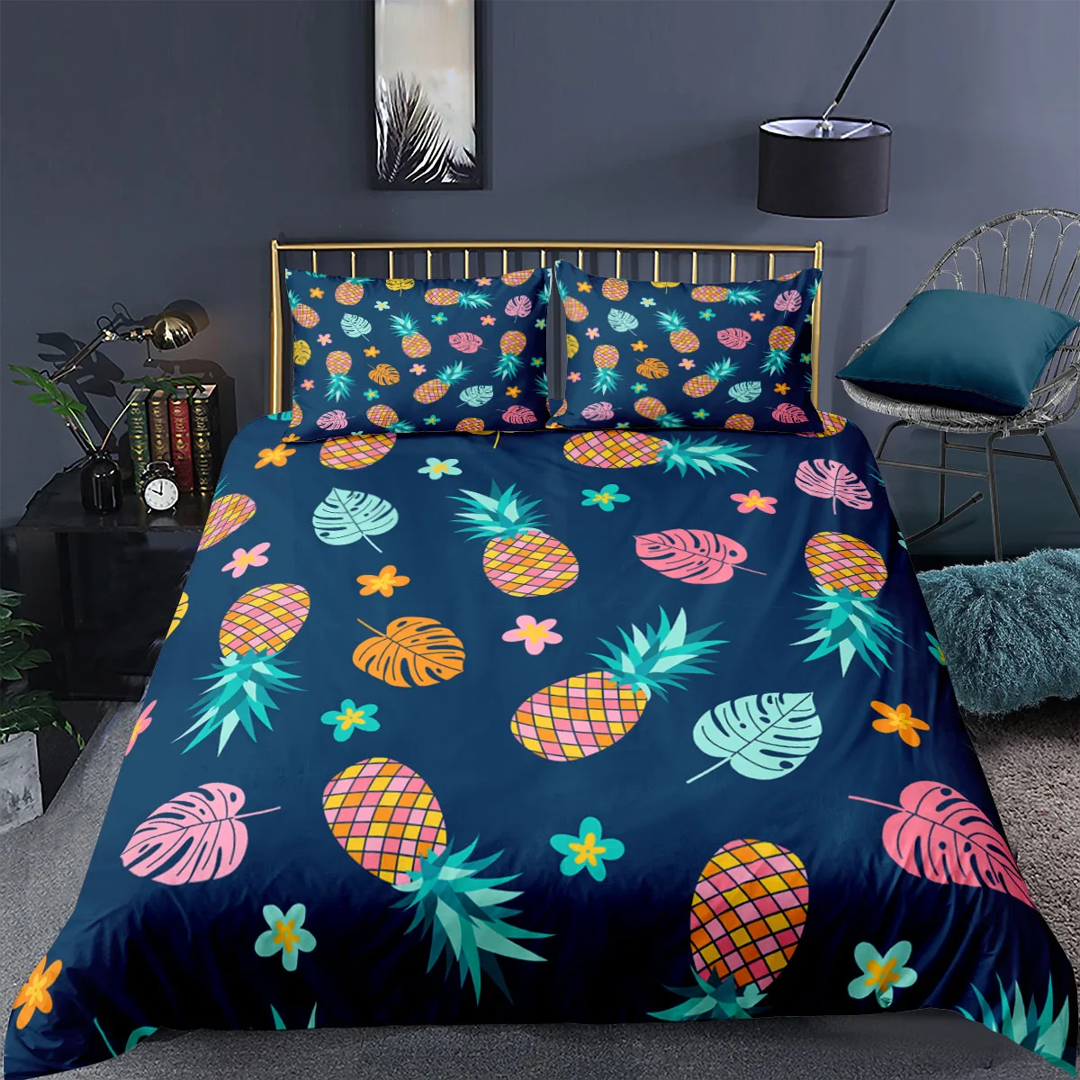 

Pineapple Print Bedding Set Personality Duvet Cover With Pillowcase Bed Set Luxury Colorful Twin Queen King Size Home Textiles