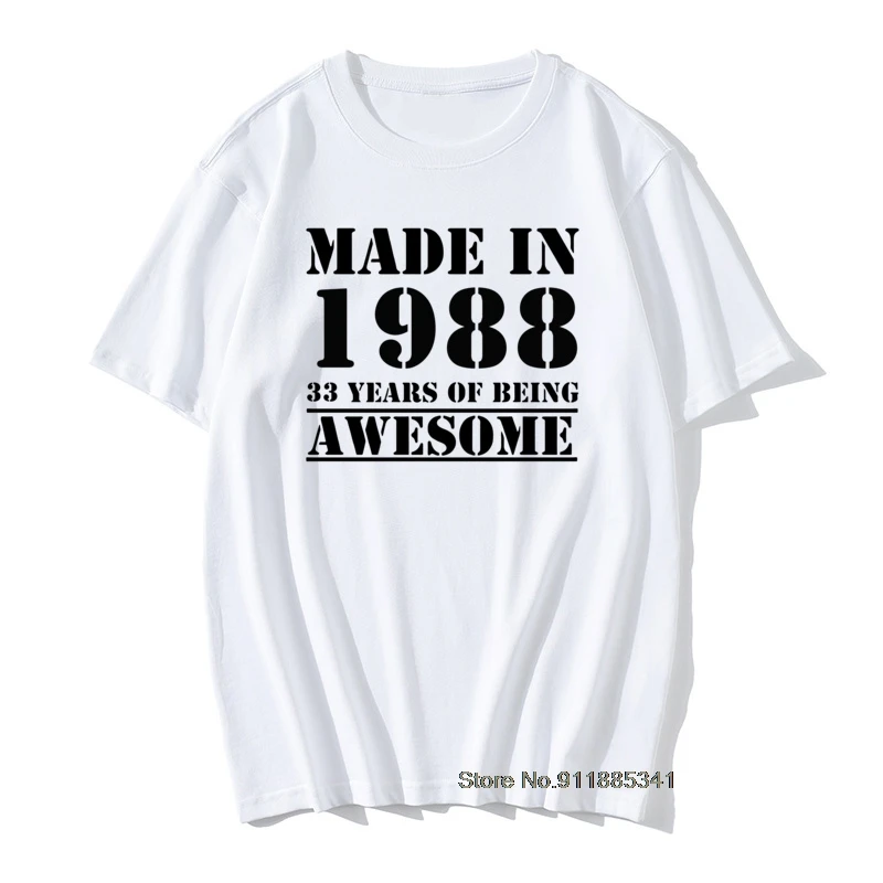 

Мужские футболки, сделанные в 1988 году, Повседневная футболка на день рождения, в стиле хип-хоп, новые дизайнерские хлопковые Ретро футболки, ...