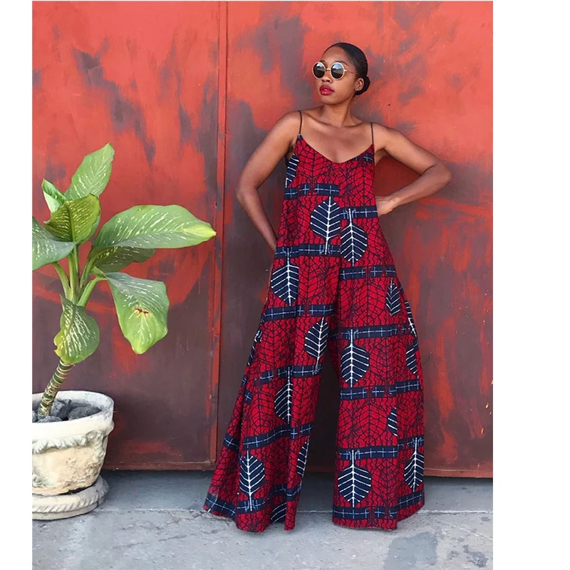 

Sexy Sleeveless Jumpsuit Women Party African Dresses Women African Floral Print Casual Wide Leg Jumpsuits Rompers Africa Clothes