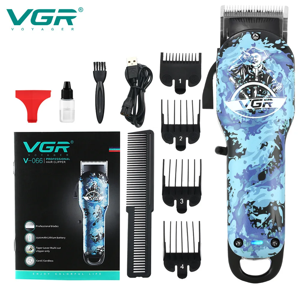 

VGR new style hair clipper oil head electric hair clipper blue graffiti shaved head electric hair clipper