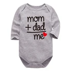 Комбинезон для мальчиков и девочек, хлопковый комбинезон с длинным рукавом и надписью I Love Mom  Dad, Одежда для новорожденных