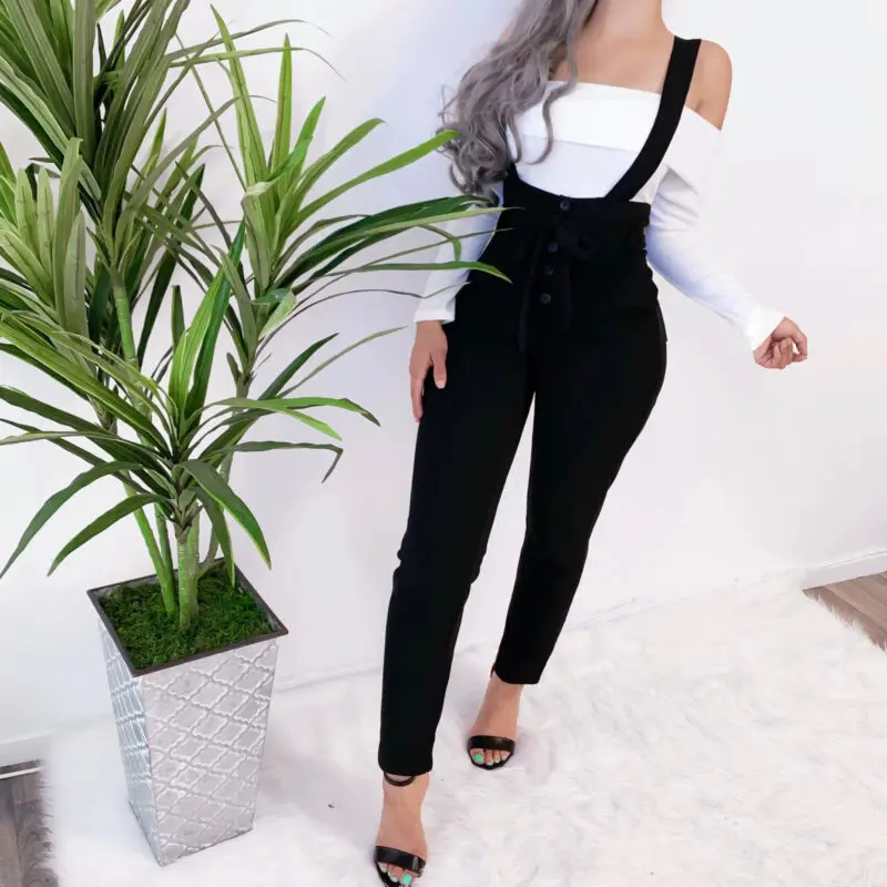 

Womens Overalls 2019 New Fashion Loose Black Dungarees Ladies Cami Romper Baggy Playsuit Jumpsuit Sexy Jumpsuit For Female