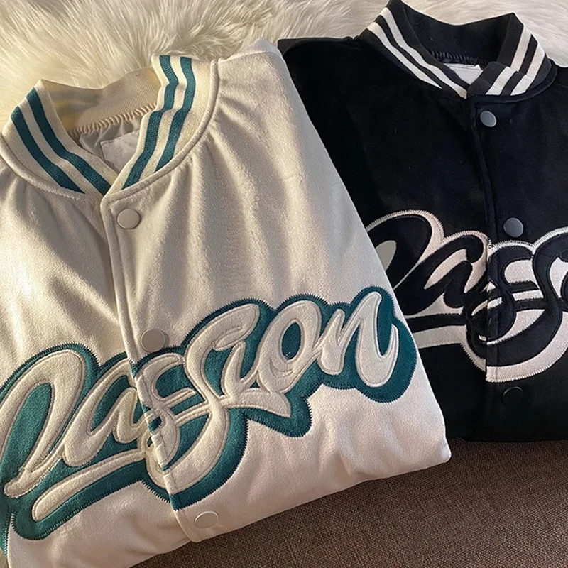 

Men's Baseball Jacket Embroid Letter Unisex Women's Boyfriend Style Bomber Coat Spring and Autumn Varsity Couple Streetwear Coat