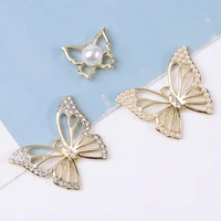 5 pcslot 16k gold color preserving electroplating butterfly rhinestone pendant diy earrings necklace pendant accessories