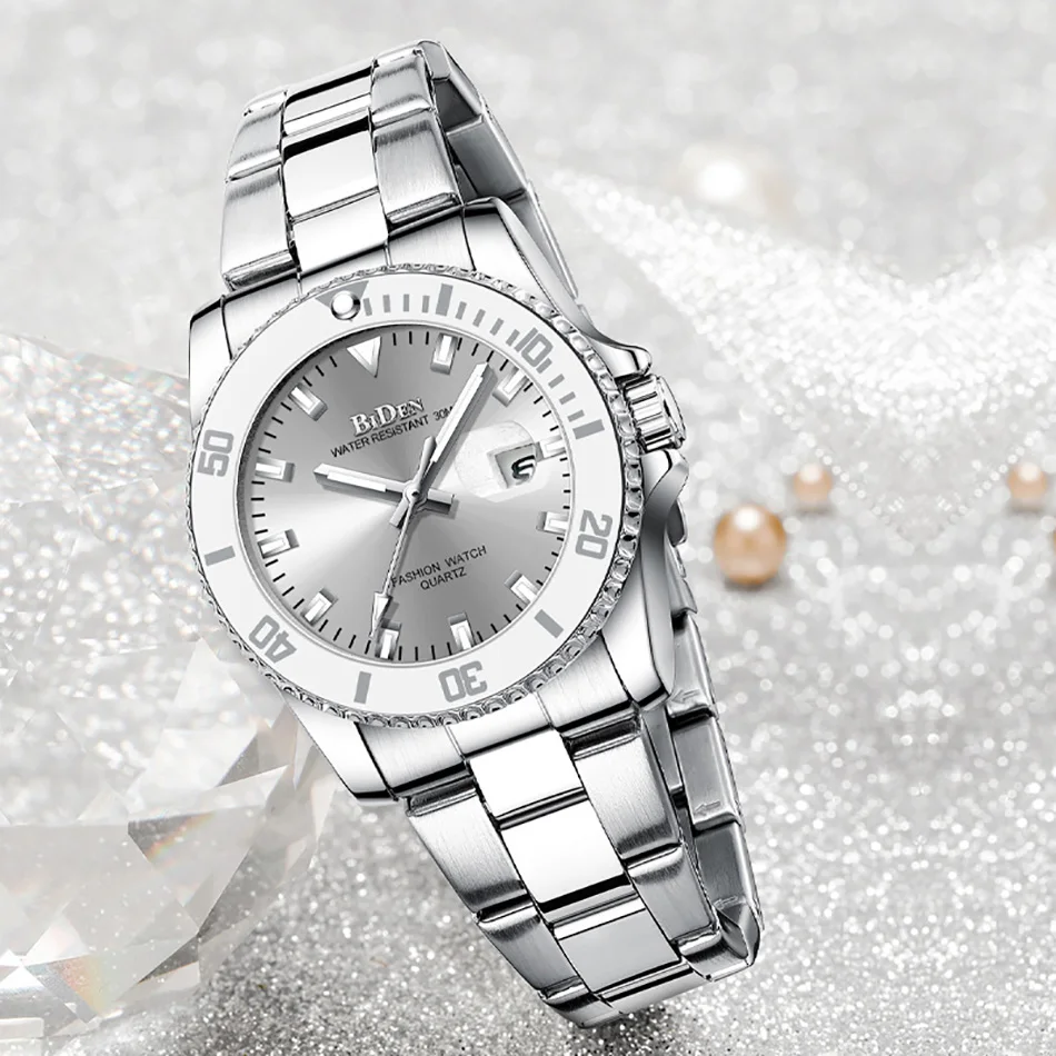 Tops Women Watches Luxury Brand BIDEN Ladies Gift Quartz Stainless Steel Wristwatch Business Casual Calendar Rose Gold Watches