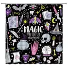 Хэллоуин ведьма душевая занавеска волшебный альхем набор векторов Ведьма богемный Рисунок мультфильм забавная домашняя ванная комната