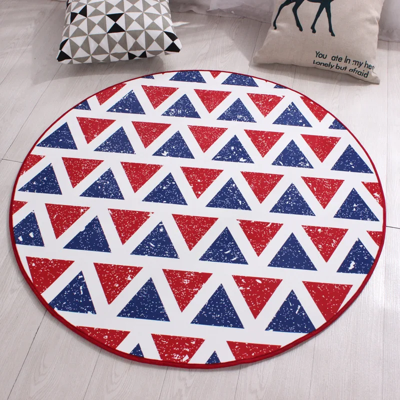 

Zeegle Geometric Pattern Soft Living Room Round Carpet Non-slip Children's Room Rug Baby Play Mats Washable Home Decor Floor Mat