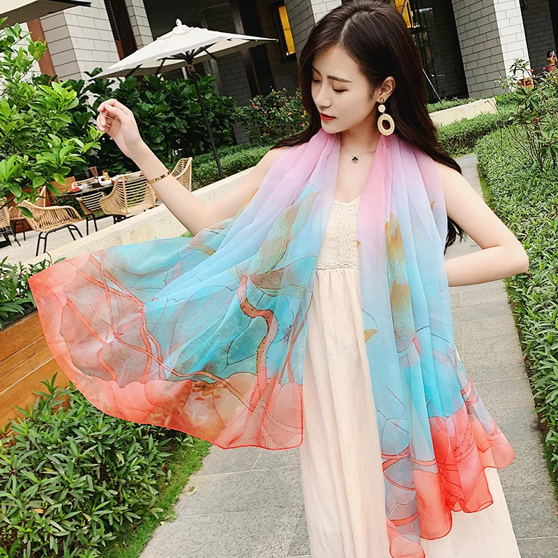 

Свободная накидка из сетчатой ткани Солнцезащитная пляжная Полотенца тонкие хиджаб все-матч шарф на весенне-летний сезон шаль Новая мягкая...