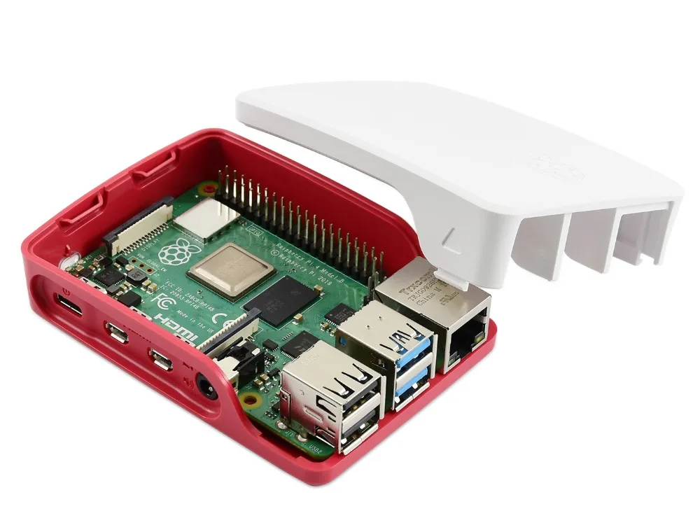 Красный/белый официальный Корпус для Raspberry Pi 4 высокого качества, двухкомпонентная конструкция ABS