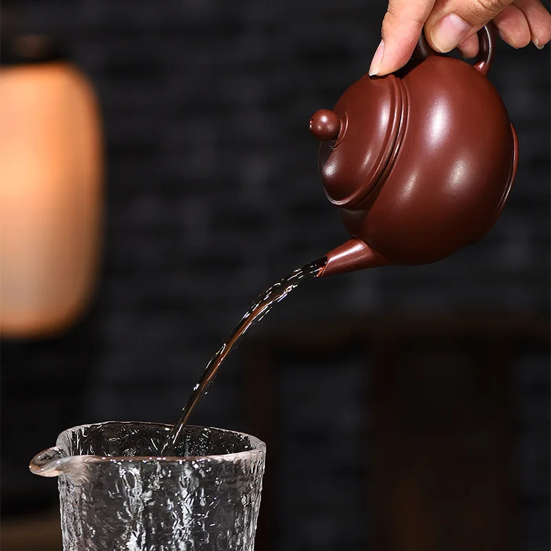 

Yixing raw ore purple clay horizontal pot made by famous experts