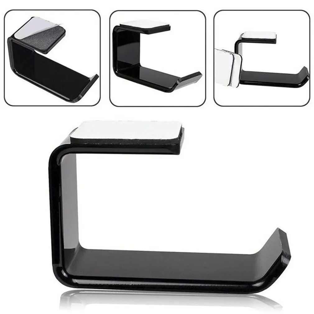 

Simple Headphone Stand Hanger Hook Tape Under Desk Dual Headset Mount Holder Easy to Use