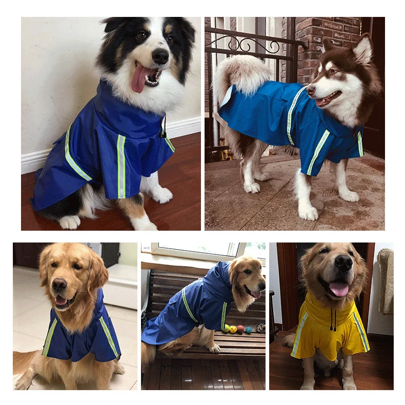 Водонепроницаемый плащ-дождевик для собак светоотражающий маленьких и средних