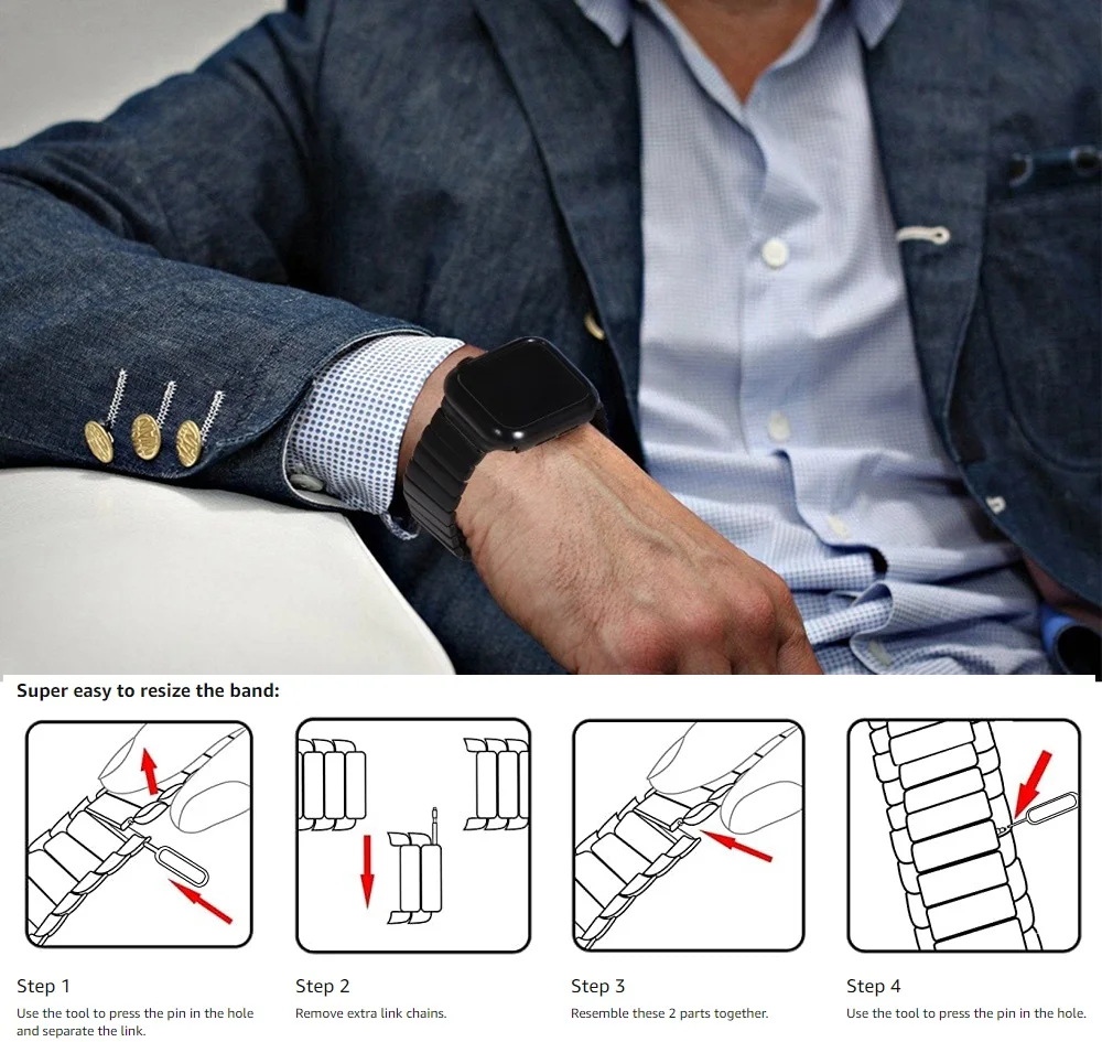 

For Apple Watch 6 Band 44mm 40mm Series 5 4 SE Link Bracelet Strap For Apple watch band 42mm 38mm Stainless Steel iWatch Correa