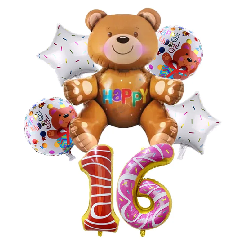 Воздушные шары из фольги в форме медведя комплекте гелиевый 3d-шар пончика 32 дюйма