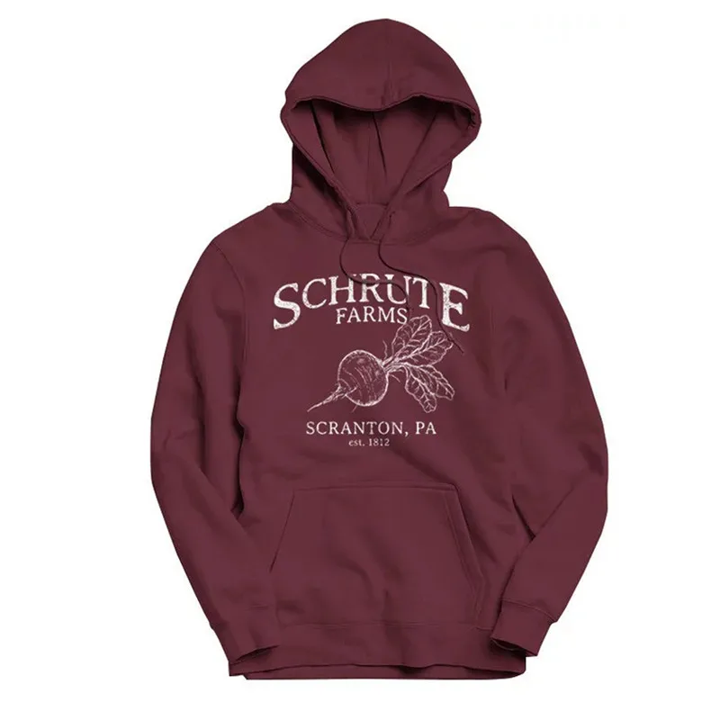 

Schrute Farms/женские толстовки с буквенным принтом, толстовки с капюшоном, милая графическая Толстовка с длинным рукавом и карманом, Толстовка П...
