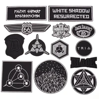 black patch white english simple peace pentagram animal embroidery decoration iron on patches clothing label badge