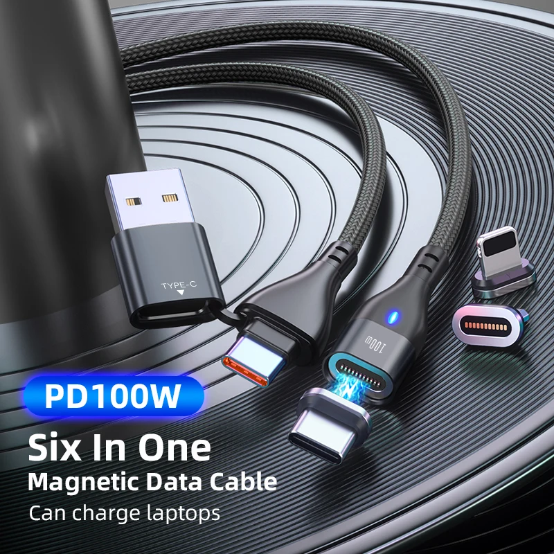 AUFU 3 в 1 USB Type C Micro Магнитный кабель для Xiaomi Redmi Huawei PD 100 Вт провод быстрой зарядки