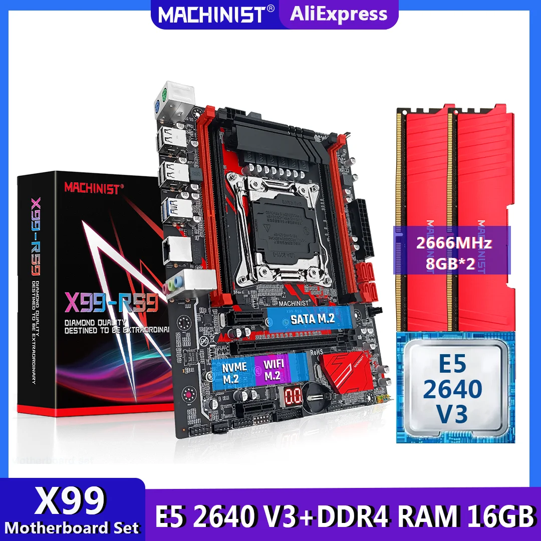 

MACHINIST X99 материнская плата LGA 2011-3 комплект с процессором Intel Xeon E5 2640 V3 16 Гб (2*8 ГБ) DDR4 ОЗУ