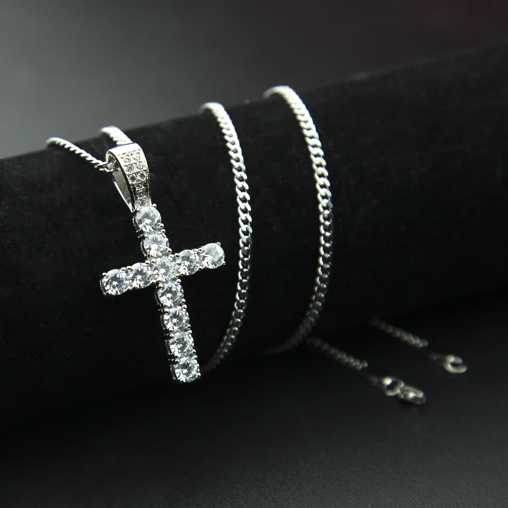 

Fashion Cross Pendant necklace Iced Out AAA Zircon Copper Material Men's Hip hop Pendant Necklace Chain Fashion Hiphop Jewelry