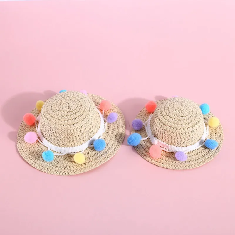 

Pet Cats And Dogs Woven Adjustable Sunshade Straw Hat Individual Hats Comfortable Sunshade Pet Supplies Accessories