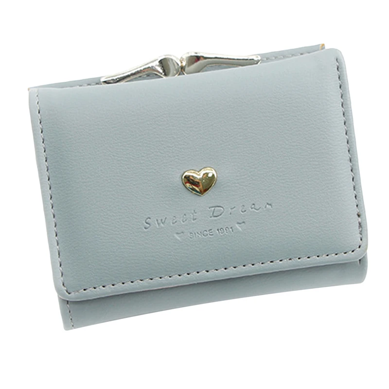 

Fashion Women Coin Purse PU Leather Candy Color Vintage Short Wallet Heart Hasp Ladies Girls Card Holder Clutch Bag
