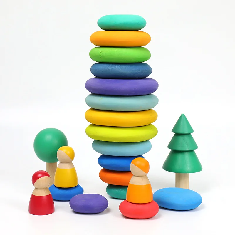 

Baby Toys Large Size Rainbow Stacker Wooden Toys For Children Learning Building Blocks Creative Montessori Educational Toy