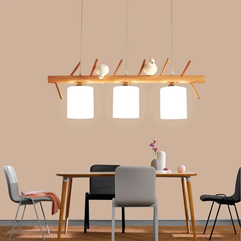 

Minimalist Modern Nordic Pendant Lights Wood White Hanging Lamps Living Room Lighting Suspension Design Lampadario Chandelier