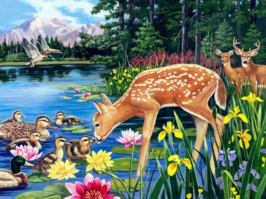 

Алмазная 5D картина «сделай сам» с изображением утки, оленя, животных, хобби, ручная работа, подарок, лодка, алмазная вышивка, мозаика, украшен...