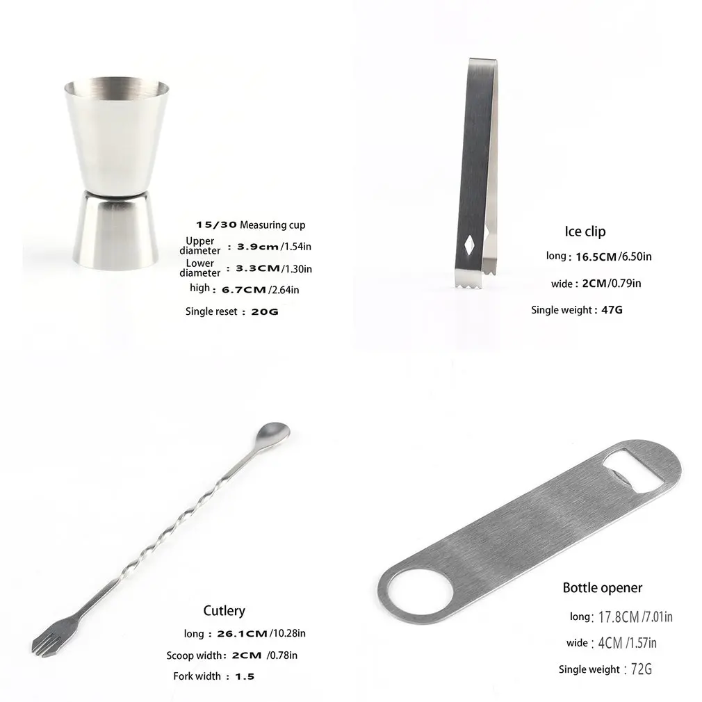 10 шт. шейкер из нержавеющей стали миксер для вина Мартини набор шейкеров с