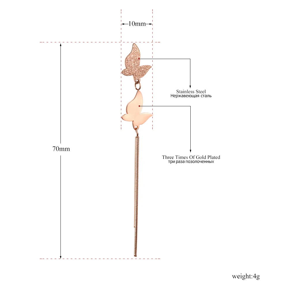 JeeMango глянцевые и матовые серьги с бабочками кисточками Асимметричные украшения