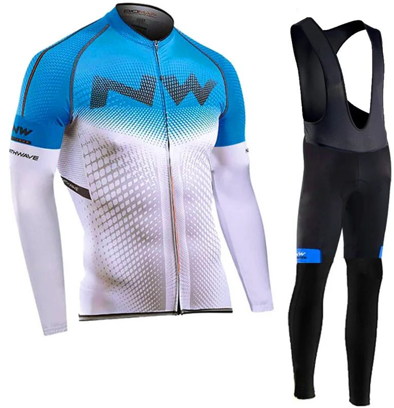 Long sleeve suit Northwave мужские велосипедные Джерси с длинными рукавами костюм велосипедиста MTB Одежда Maillot Ropa Ciclismo Hombre велосипедная одежда 9D силиконовый слюнявчик брюки - Цвет: Long sleeve suit