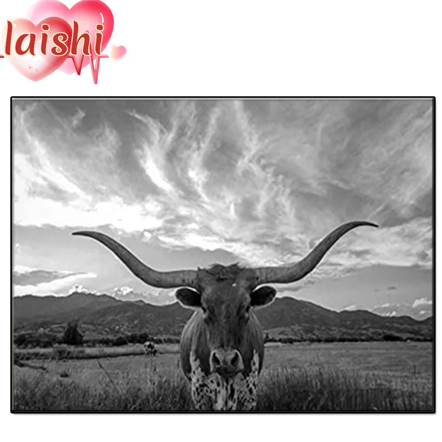 

Алмазная живопись, черно-белая картина с животными, голландский горный рогатый скот 5D, алмазная живопись «сделай сам», квадратная картина, у...
