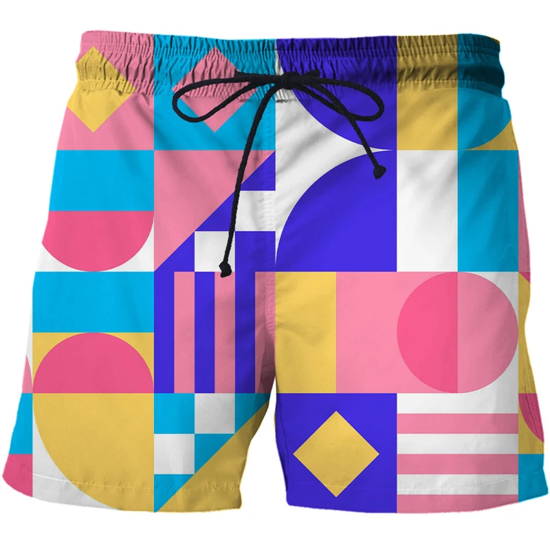 2021 summer swimming trunks Geometry 3D printing casual beach pants fitness street men's comfortable shorts fashion sports pants