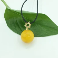 original ecological natural amber beeswax beads clavicle chain gold buckle inlaid round pendant necklace elegance jewelry