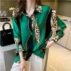 Шифоновая рубашка в стиле ретро, с леопардовым принтом, осень 2021, новая модная однобортная Повседневная рубашка в полоску с длинными рукавами и контрастным отворотом