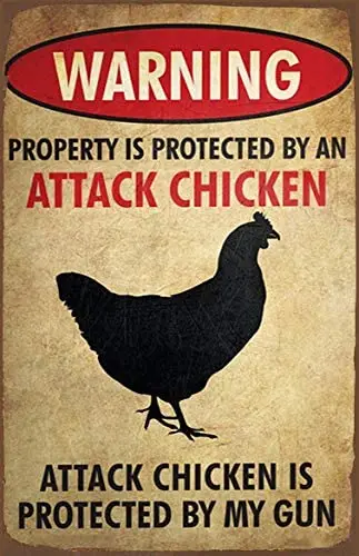

Beware of Chicken Funny Metal Sign Funny Chicken Coop Farm Chicken Metal Signs Wall Decoration Metal Sign 8x12 inch Poster