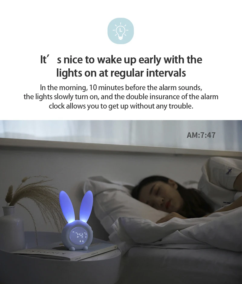 

Free Shipping!!!silicone Smart Alarm Clock Cute Rabbit Shape Digital With Led Sound Night Light Rechargeable Table Wall Clocks